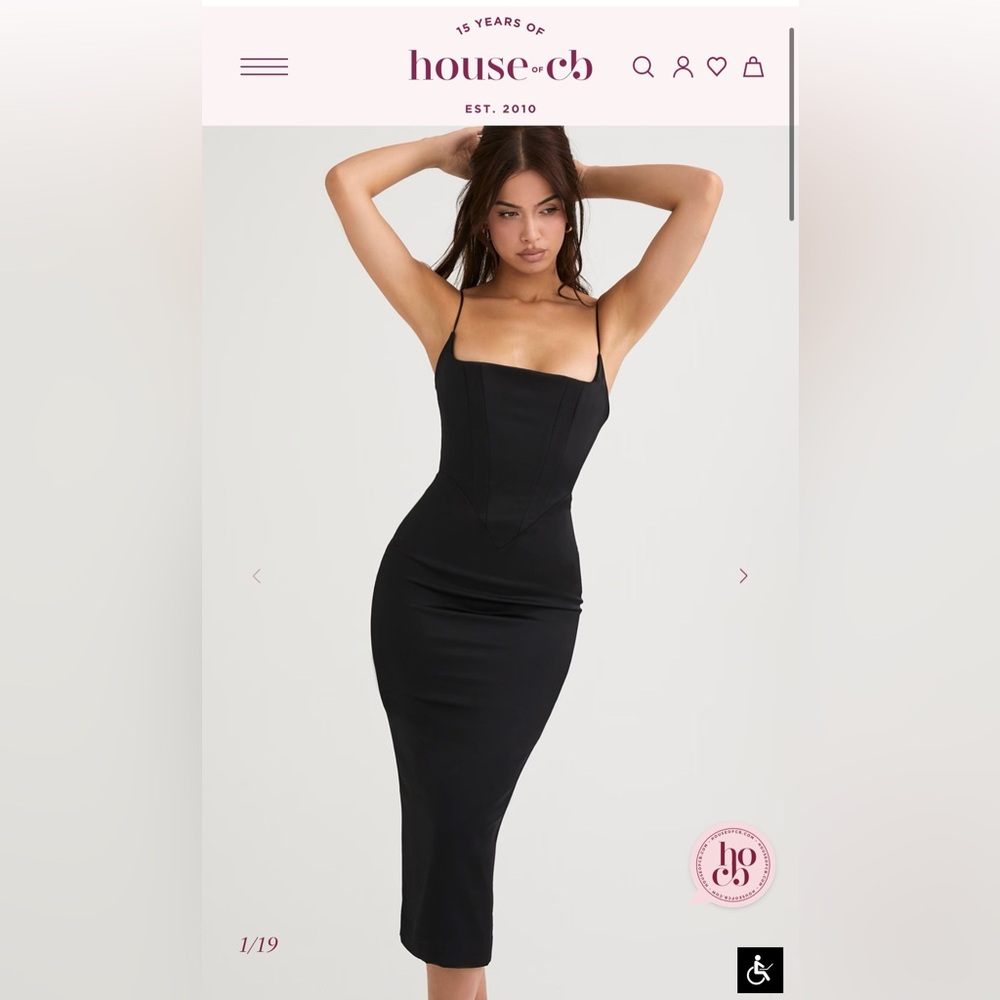 House of CB Black Square Neck Bodycon Dress